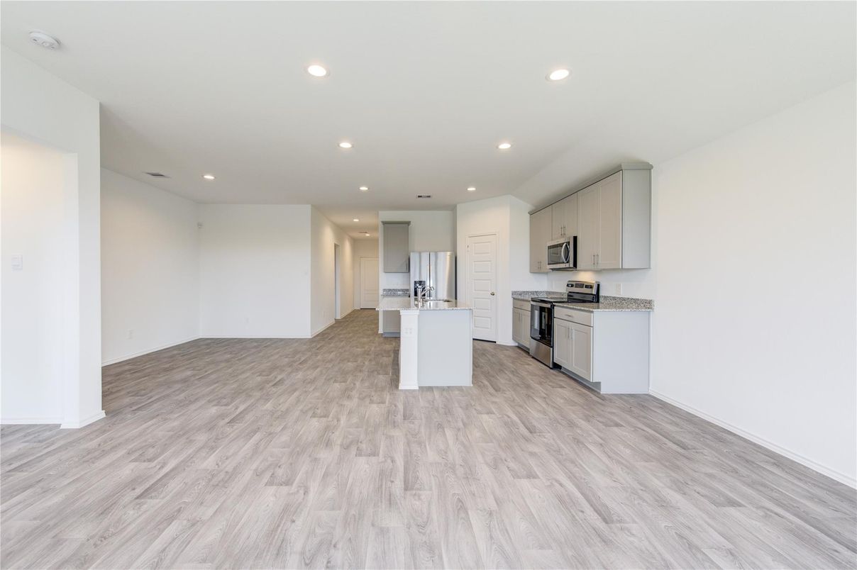 Interior, Kitchen, Recessed Lighting, Wood Texture Flooring