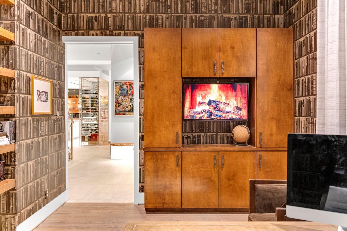 Fireplace, Interior, Wine Storage, Wood Texture Flooring