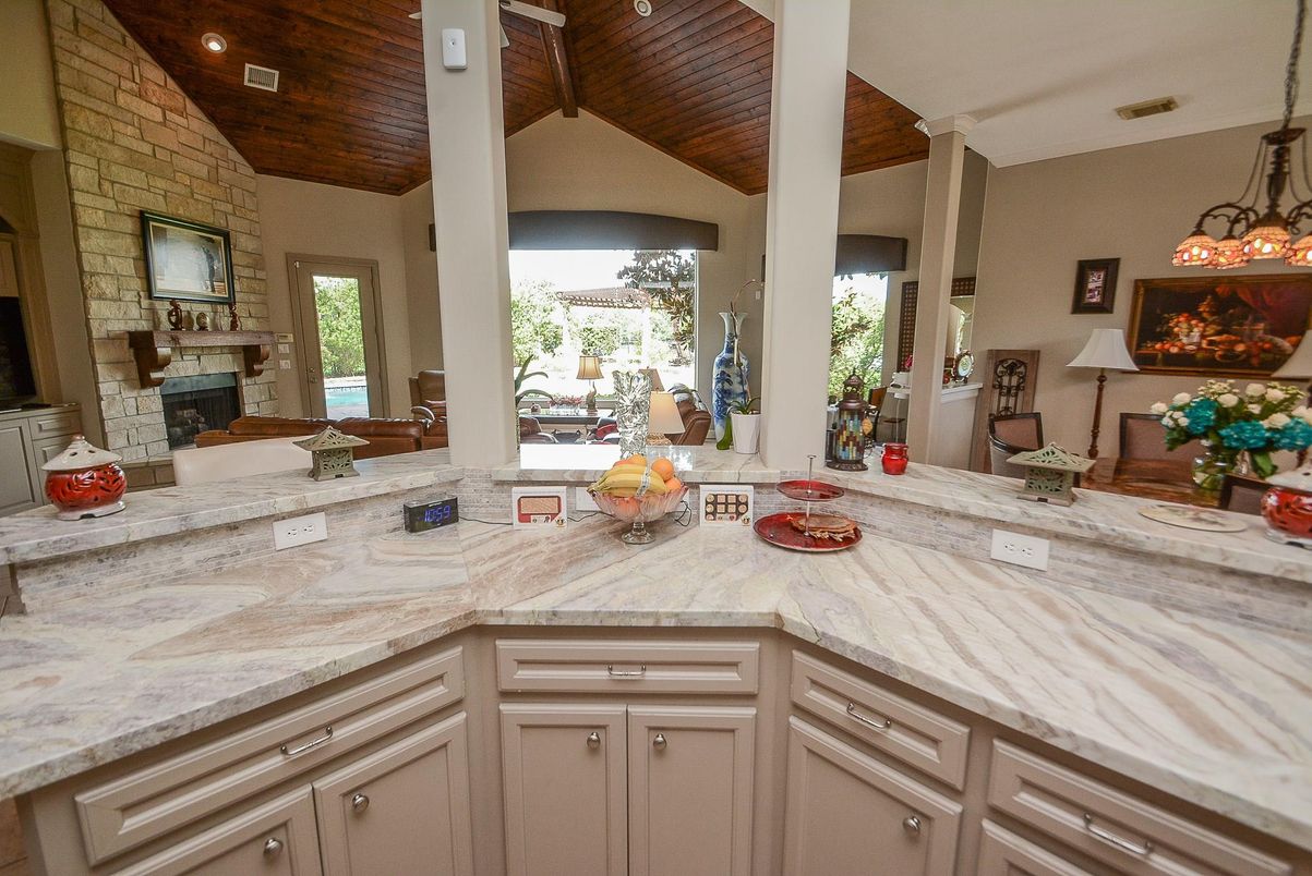 Fireplace, Interior, Recessed Lighting, Stone Walls, Wooden Beams, Wooden Ceilings