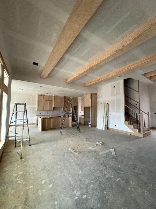 Empty room, Interior, Wooden Beams
