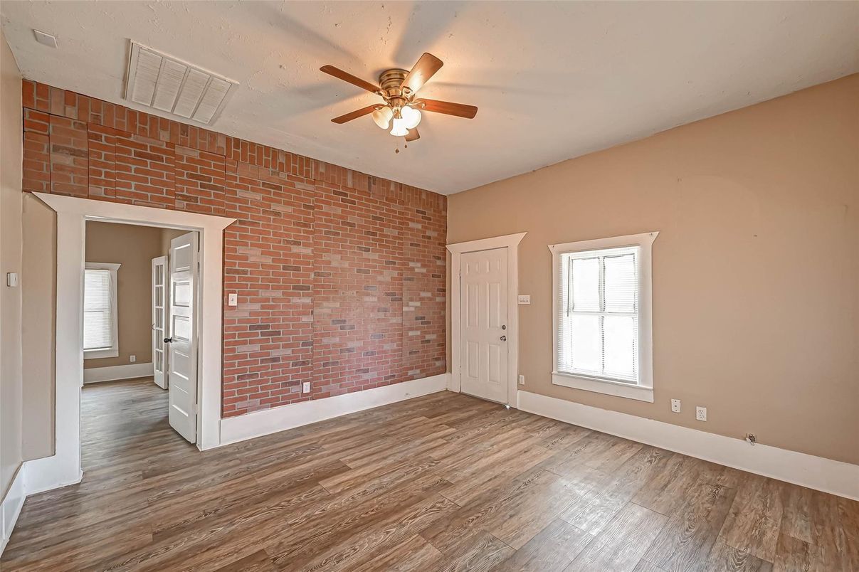 Empty room, Interior, Stone Walls, Wood Texture Flooring