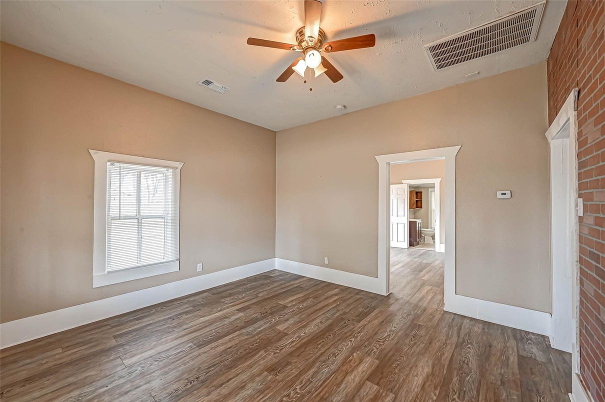 Empty room, Interior, Stone Walls, Wood Texture Flooring
