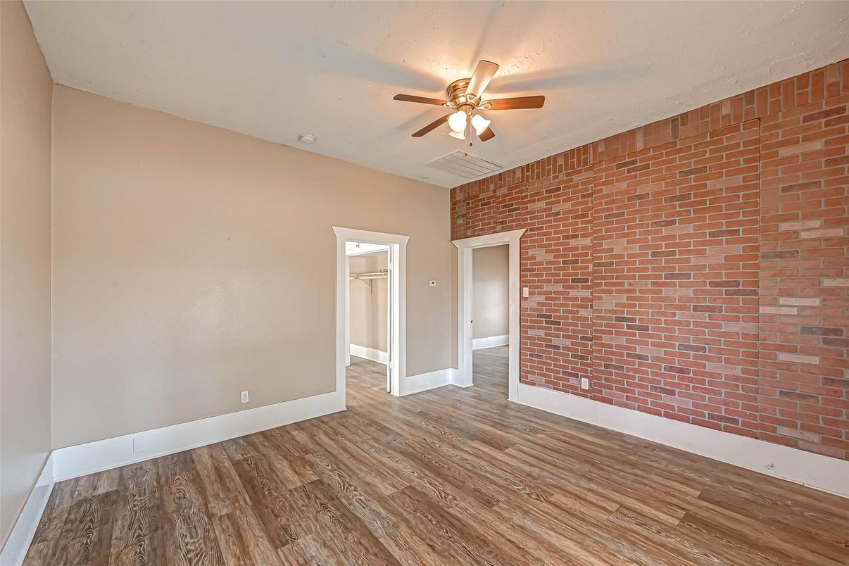 Empty room, Interior, Stone Walls, Wood Texture Flooring