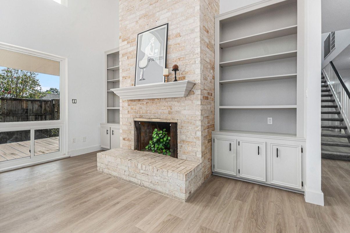 Fireplace, Interior, Wood Texture Flooring