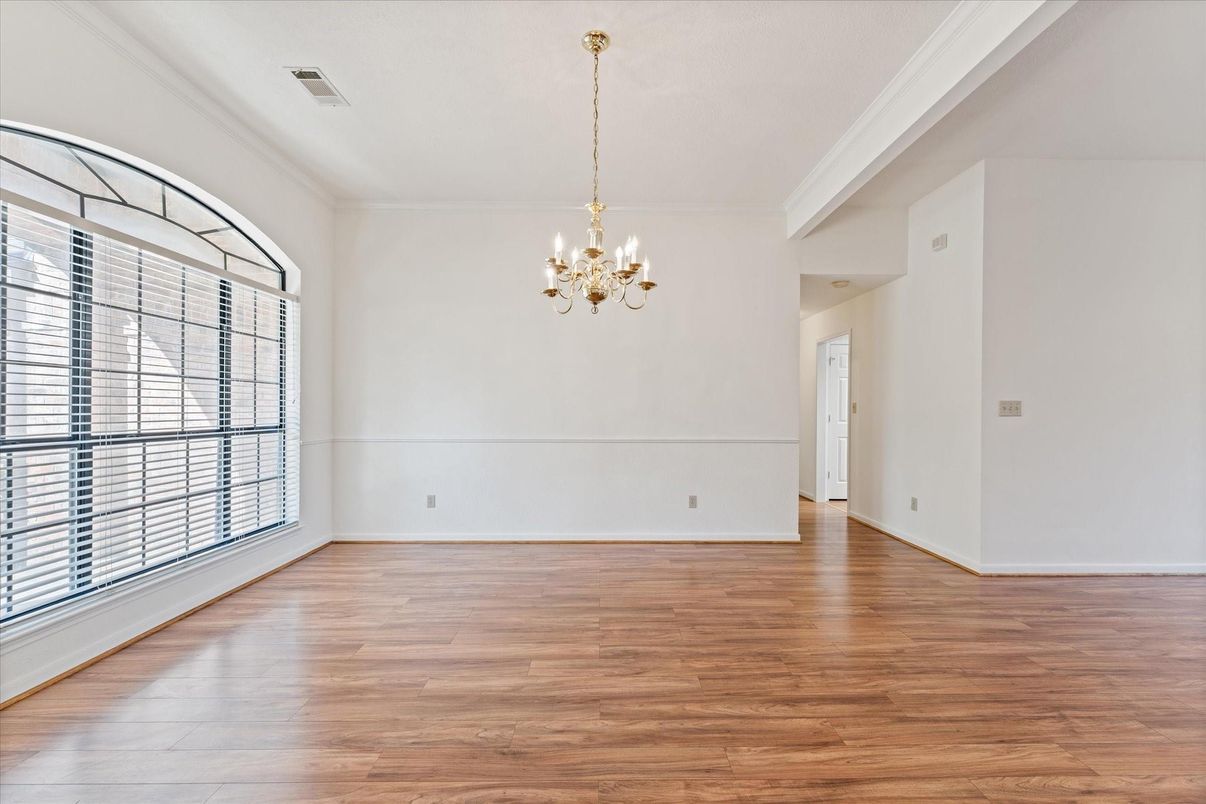 Chandelier, Empty room, Interior, Wood Texture Flooring