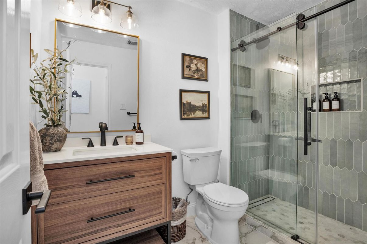 Bathroom, Glass Shower, Interior, Marble