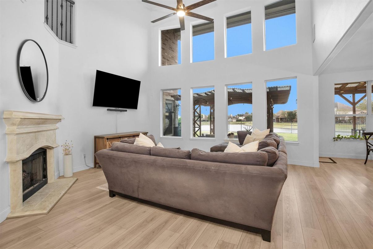 Fireplace, Interior, Living room, Wood Texture Flooring