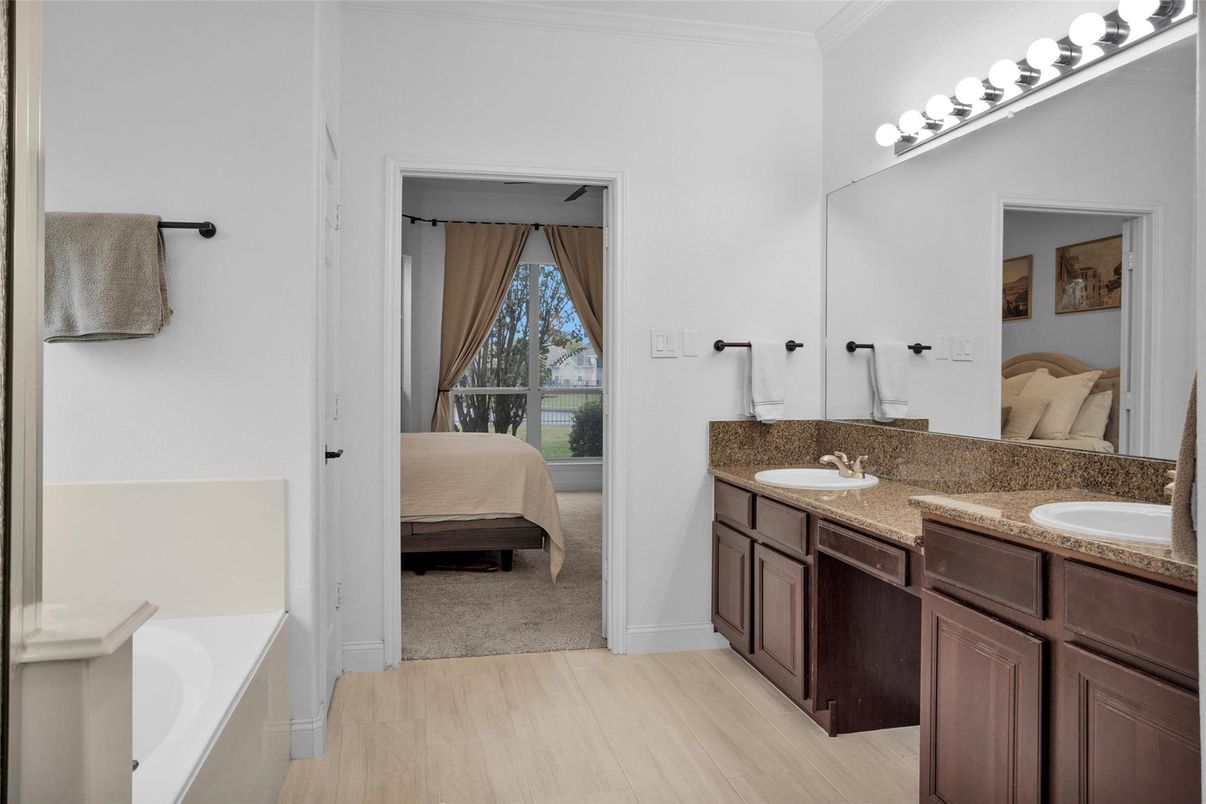 Bathroom, Bedroom, Dual Sink Vanities, Interior, Wood Texture Flooring