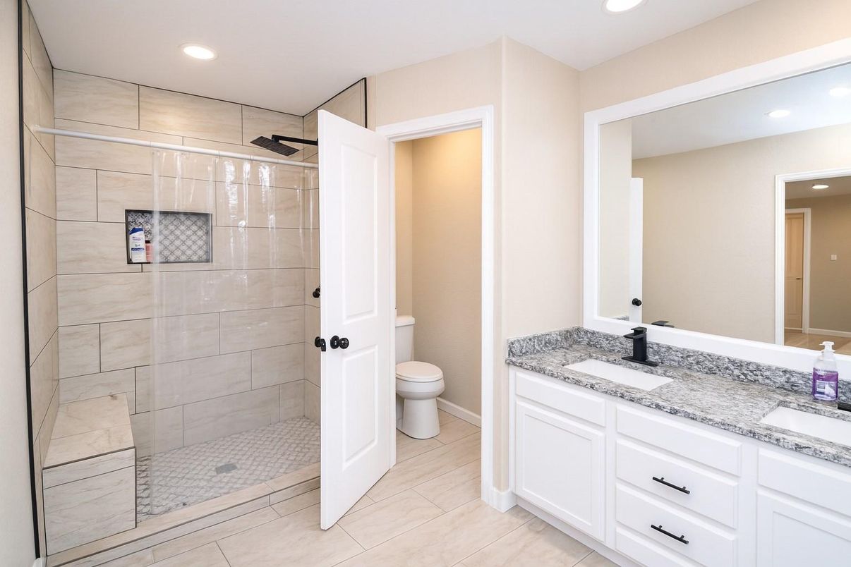Bathroom, Glass Shower, Interior, Recessed Lighting
