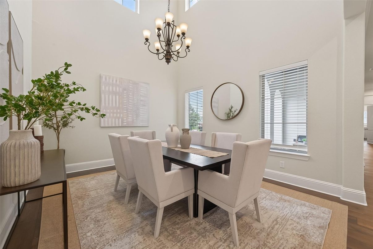 Chandelier, Dining room, Interior, Wood Texture Flooring