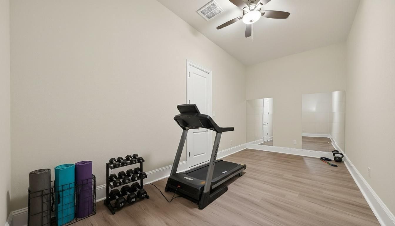 Fitness Equipment, Interior, Wood Texture Flooring