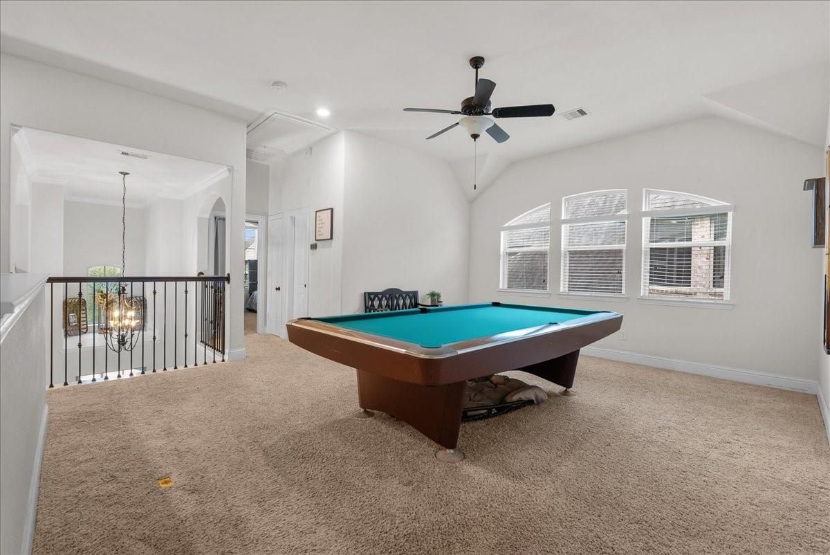 Billiard Table, Game Room, Interior, Recessed Lighting