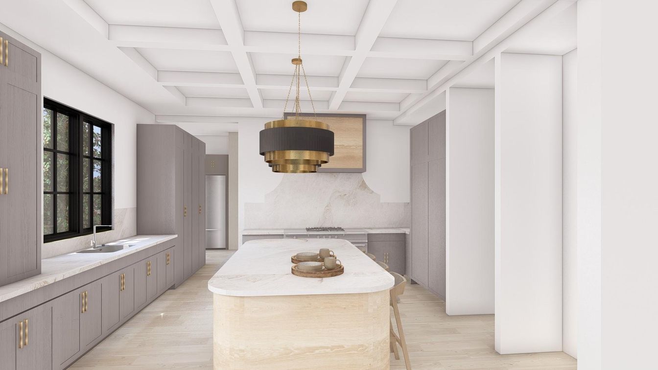 Interior, Kitchen, Pendant Lights, Wood Texture Flooring