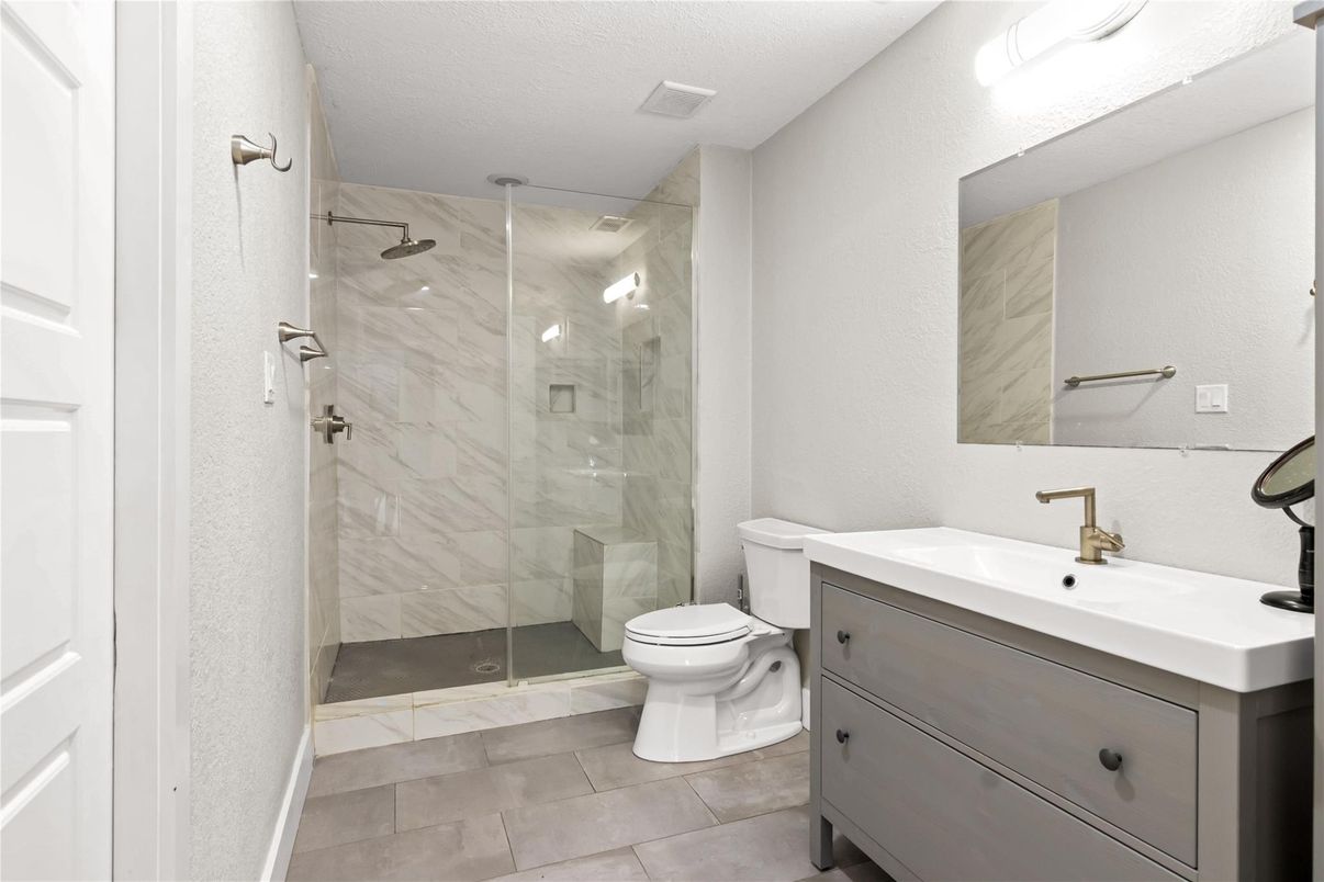 Bathroom, Glass Shower, Interior, Marble Walls