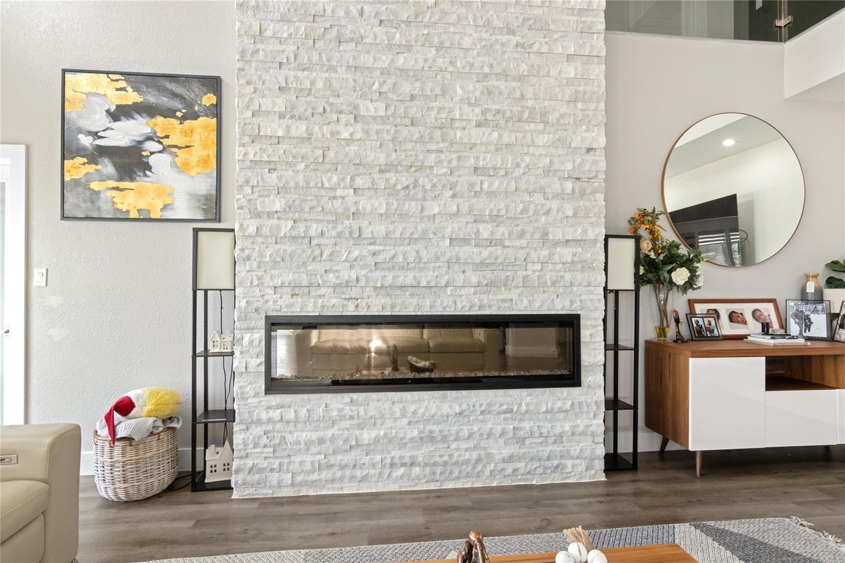 Fireplace, Interior, Stone Walls, Wood Texture Flooring