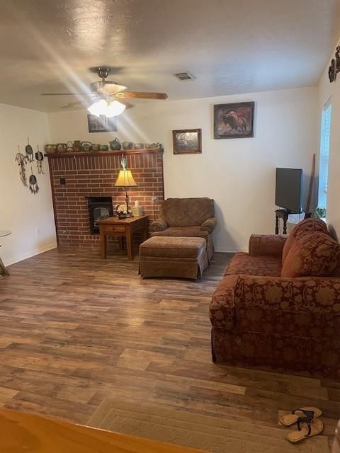 Fireplace, Interior, Living room, Stone Walls, Wood Texture Flooring