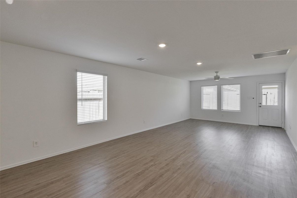 Empty room, Interior, Recessed Lighting, Wood Texture Flooring
