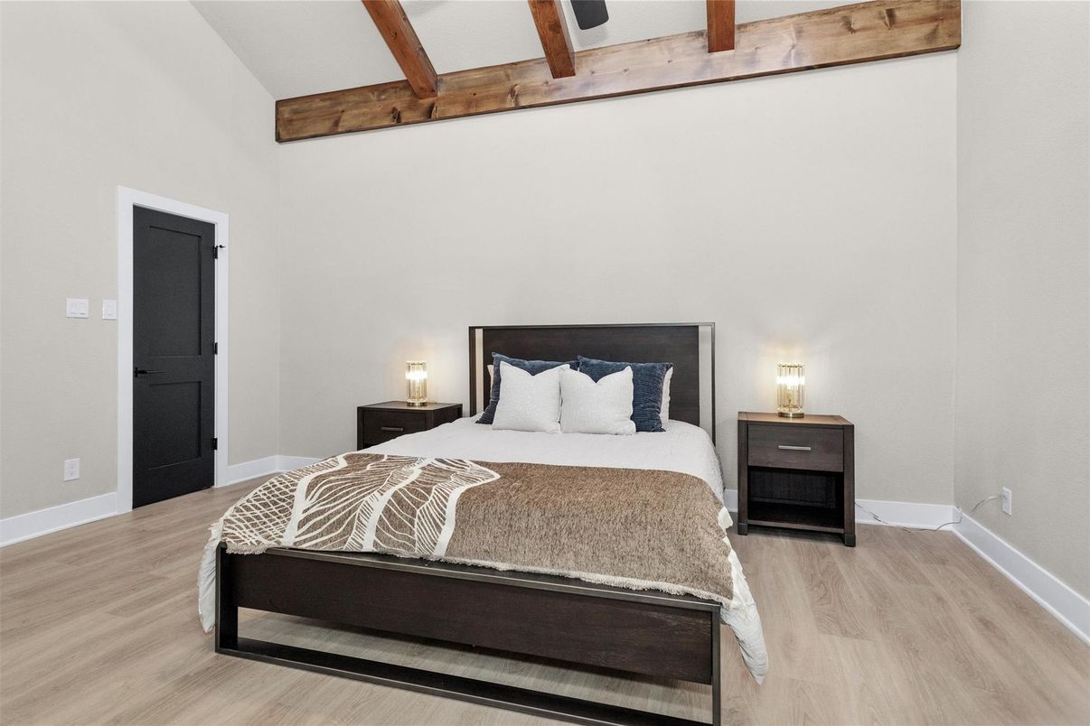 Bedroom, Interior, Wooden Beams, Wood Texture Flooring