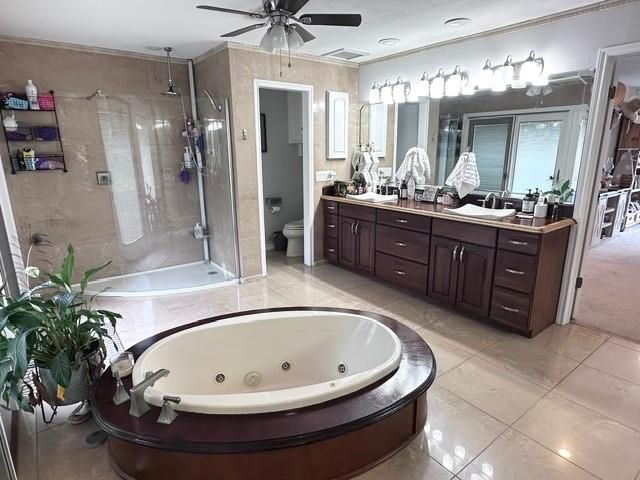 Bathroom, Dual Sink Vanities, Glass Shower, Interior, Recessed Lighting