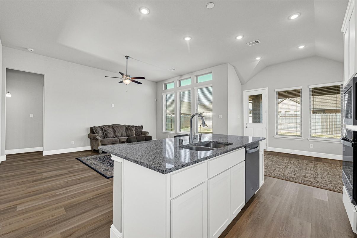 Interior, Kitchen, Recessed Lighting, Wood Texture Flooring