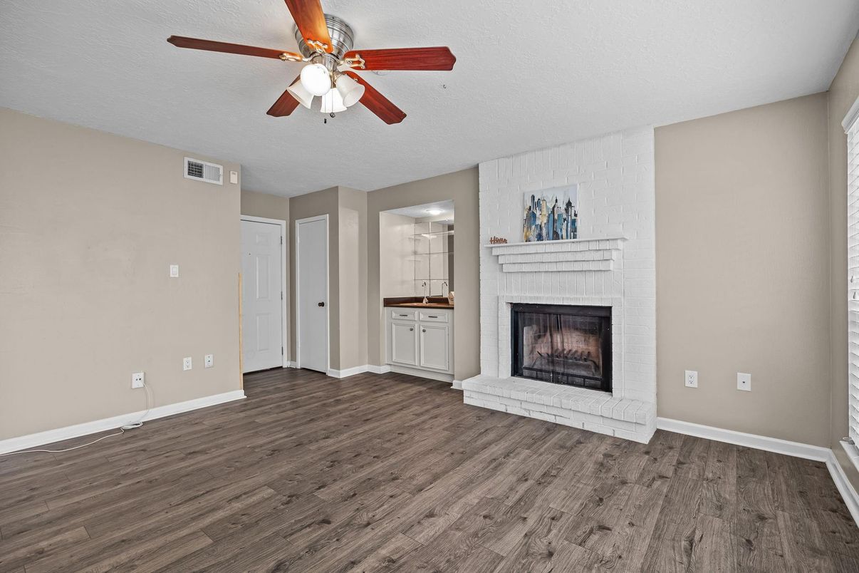 Empty room, Fireplace, Interior, Wood Texture Flooring