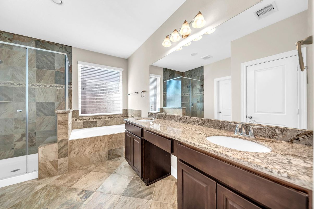 Bathroom, Dual Sink Vanities, Glass Shower, Interior, Recessed Lighting