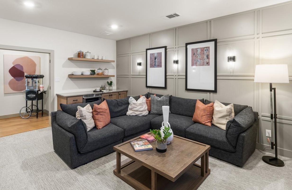 Interior, Living room, Recessed Lighting, Wood Texture Flooring