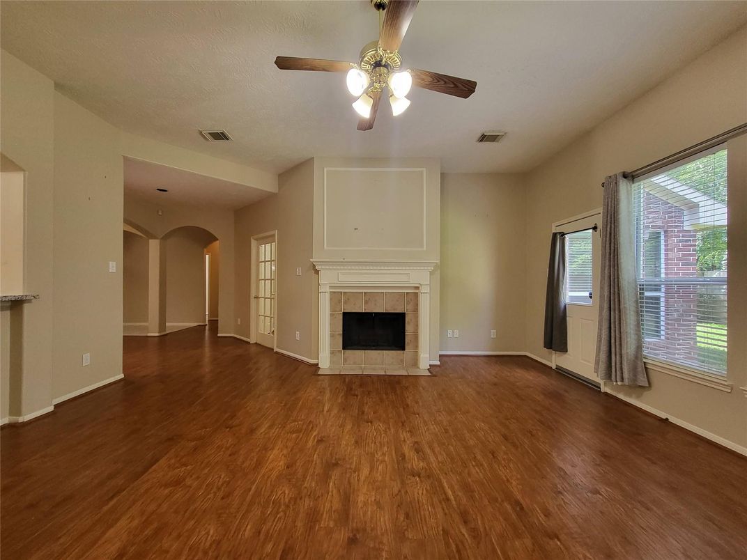 Empty room, Fireplace, Interior, Wood Texture Flooring
