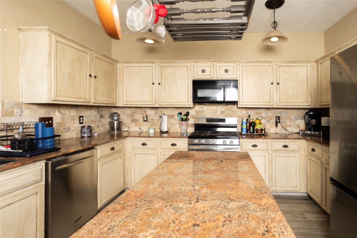 Interior, Kitchen, Pendant Lights, Stainless Steel Appliances, Wood Texture Flooring