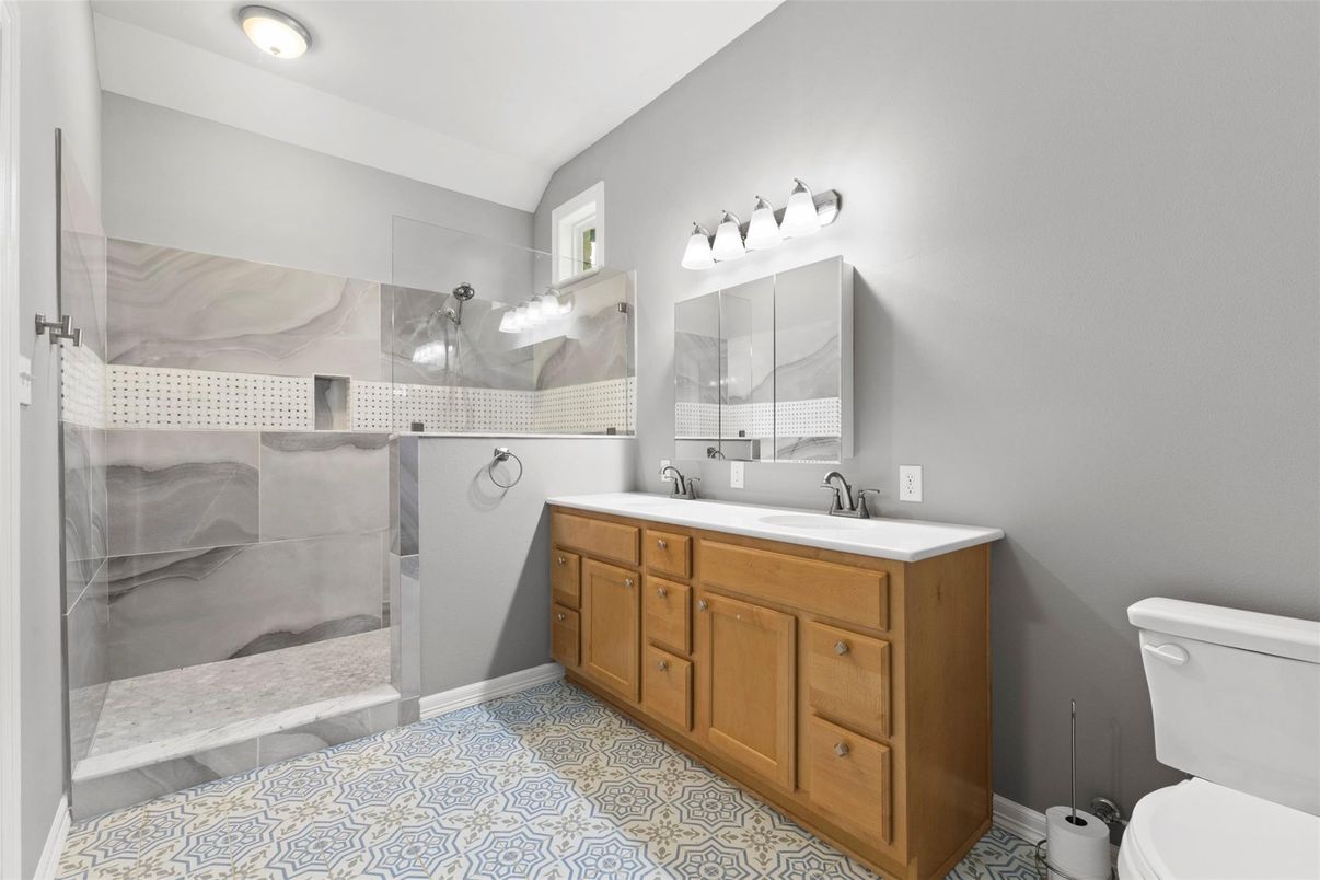 Bathroom, Dual Sink Vanities, Glass Shower, Interior