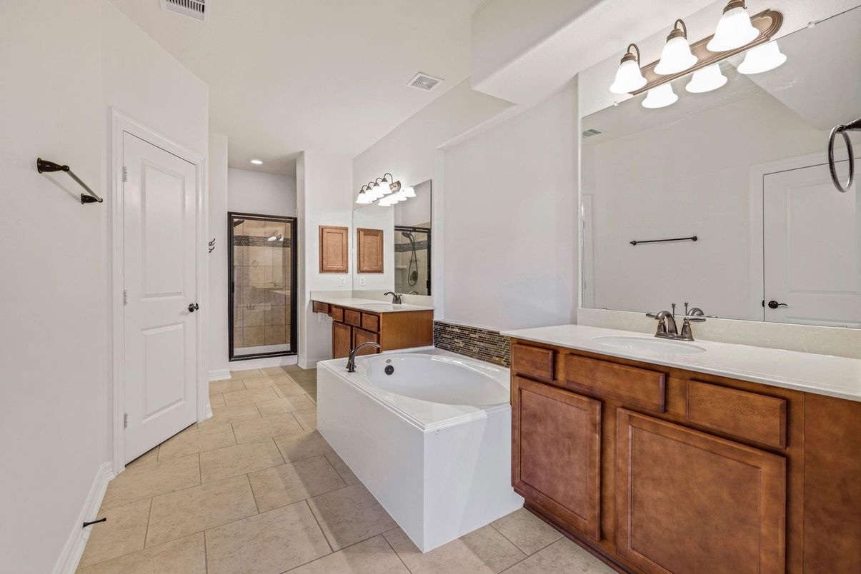 Bathroom, Dual Sink Vanities, Glass Shower, Interior, Recessed Lighting