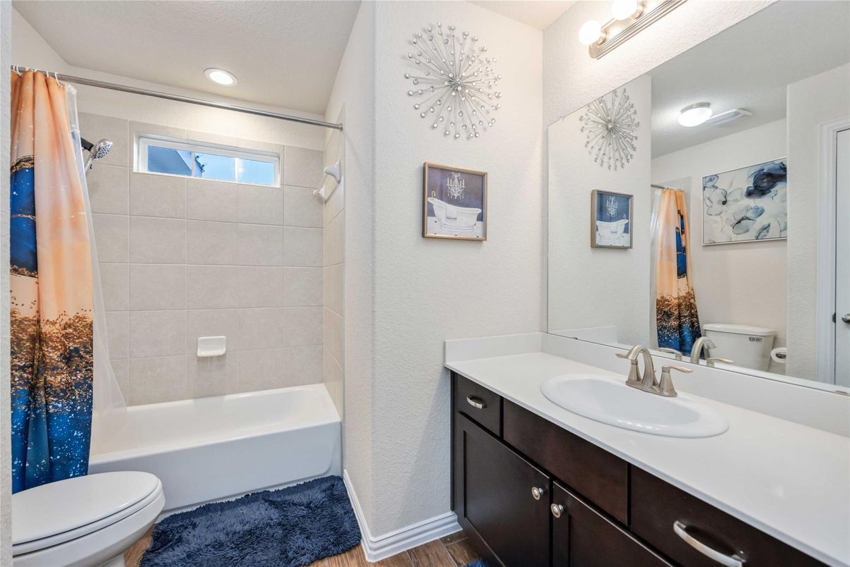 Bathroom, Interior, Recessed Lighting, Wood Texture Flooring