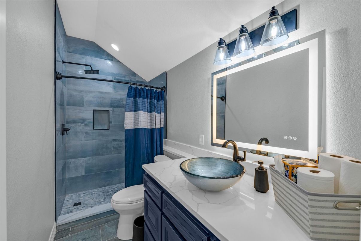 Bathroom, Glass Shower, Interior, Recessed Lighting