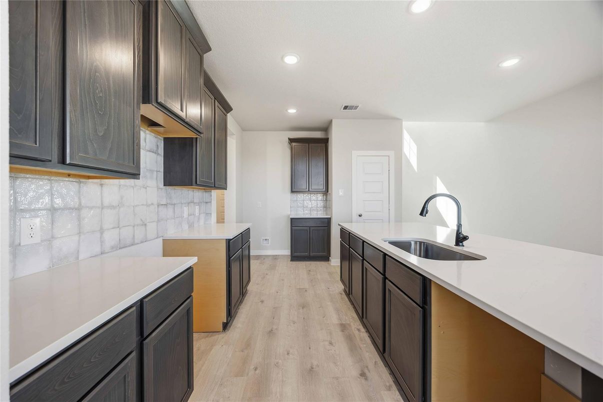 Interior, Kitchen, Recessed Lighting, Wood Texture Flooring