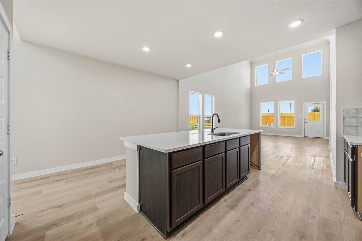 Interior, Kitchen, Recessed Lighting, Wood Texture Flooring