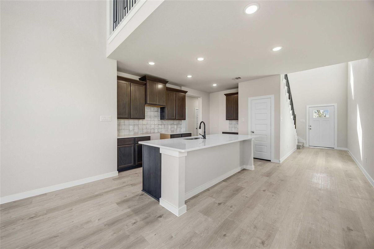 Interior, Kitchen, Recessed Lighting, Wood Texture Flooring
