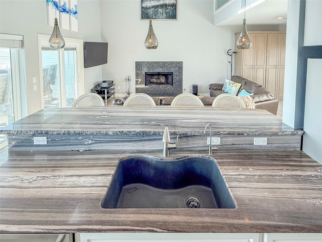 Fireplace, Interior, Living room, Pendant Lights