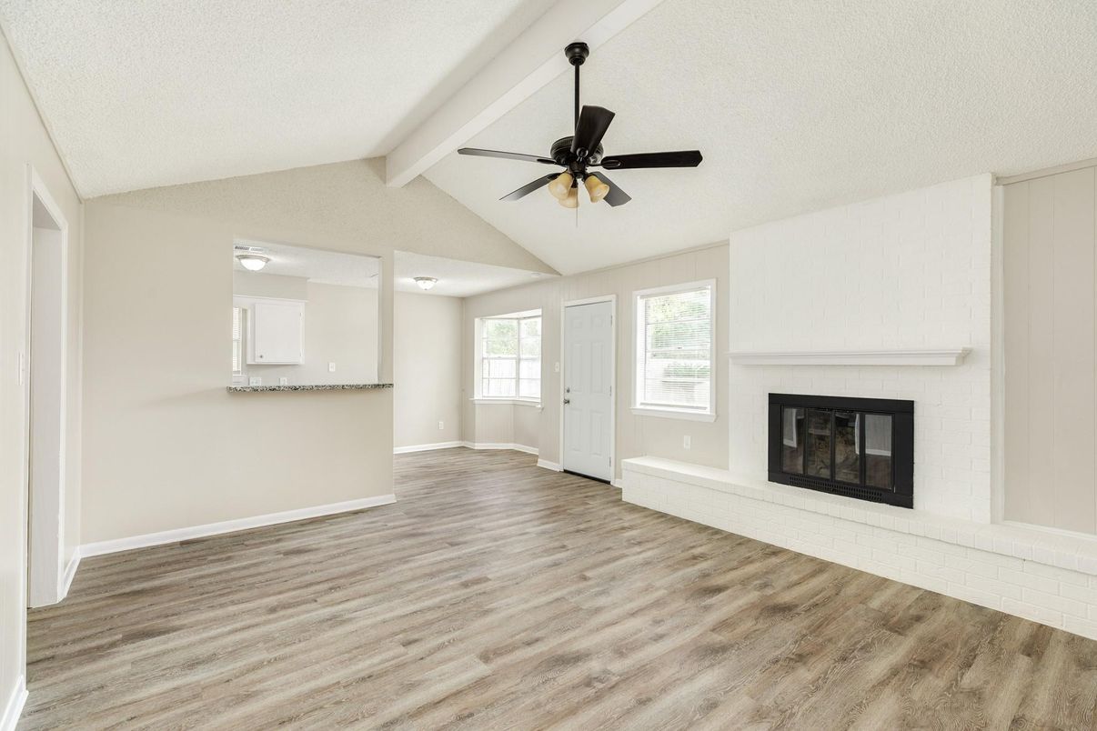 Empty room, Fireplace, Interior, Wood Texture Flooring