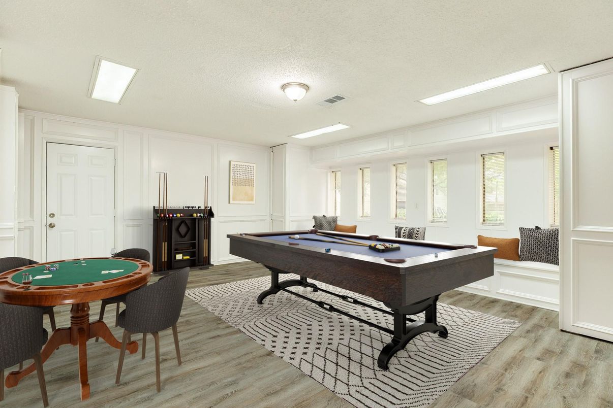 Billiard Table, Game Room, Interior, Wood Texture Flooring