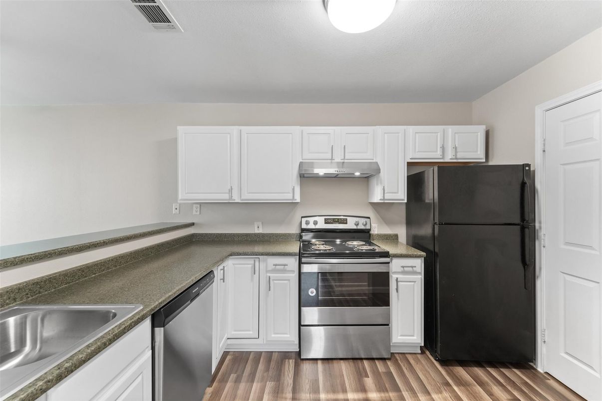 Interior, Kitchen, Stainless Steel Appliances, Wood Texture Flooring