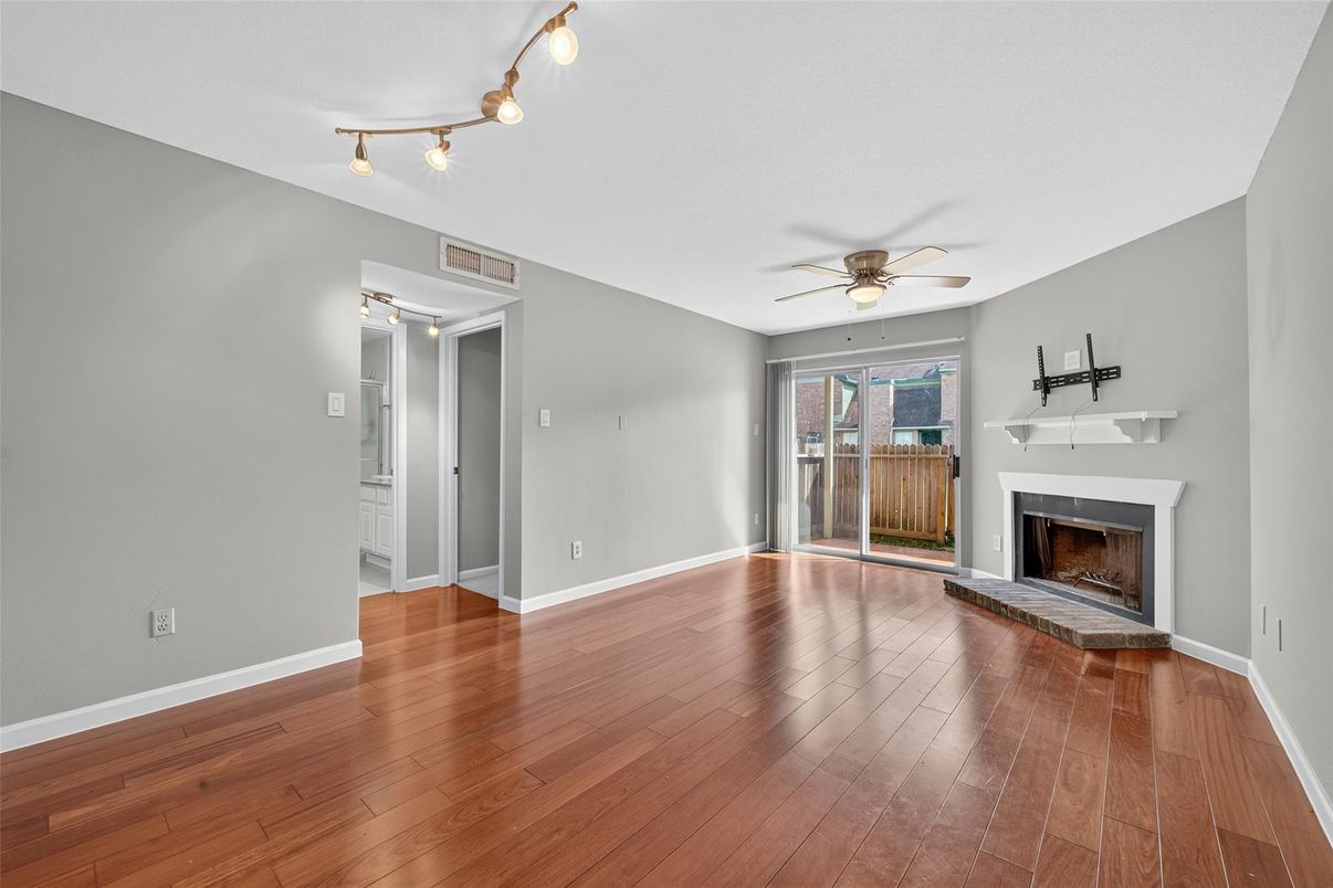 Empty room, Fireplace, Interior, Wood Texture Flooring