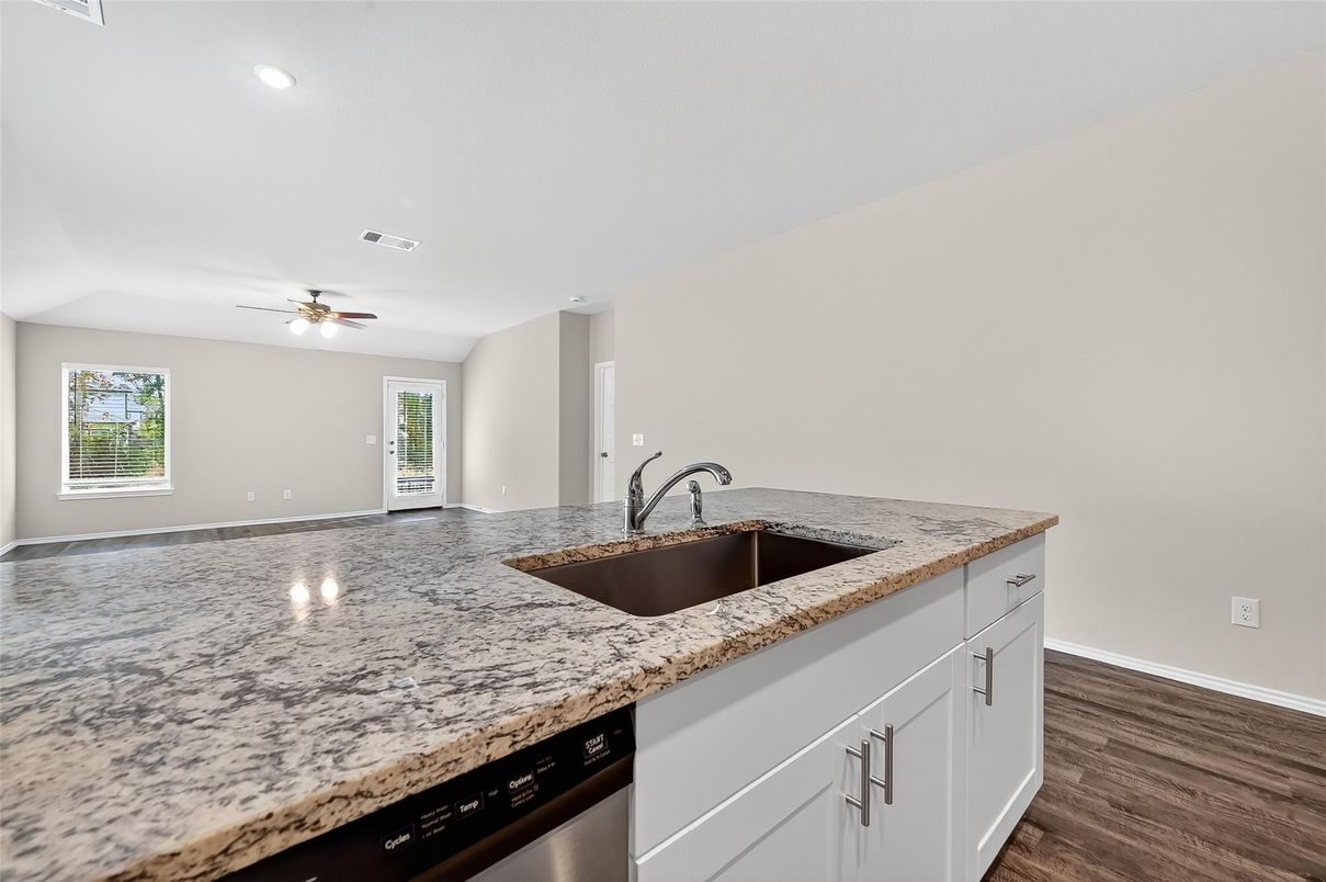 Interior, Kitchen, Recessed Lighting, Wood Texture Flooring