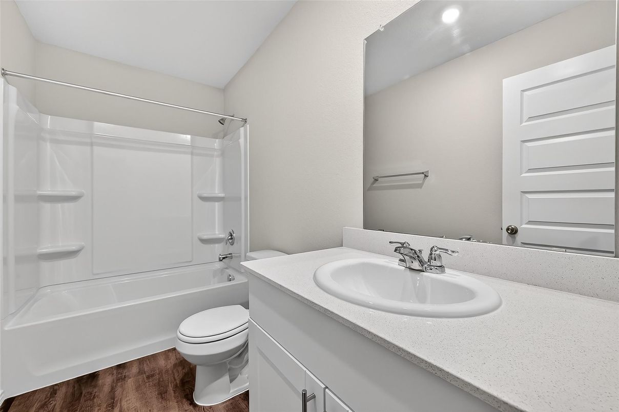 Bathroom, Interior, Recessed Lighting, Wood Texture Flooring