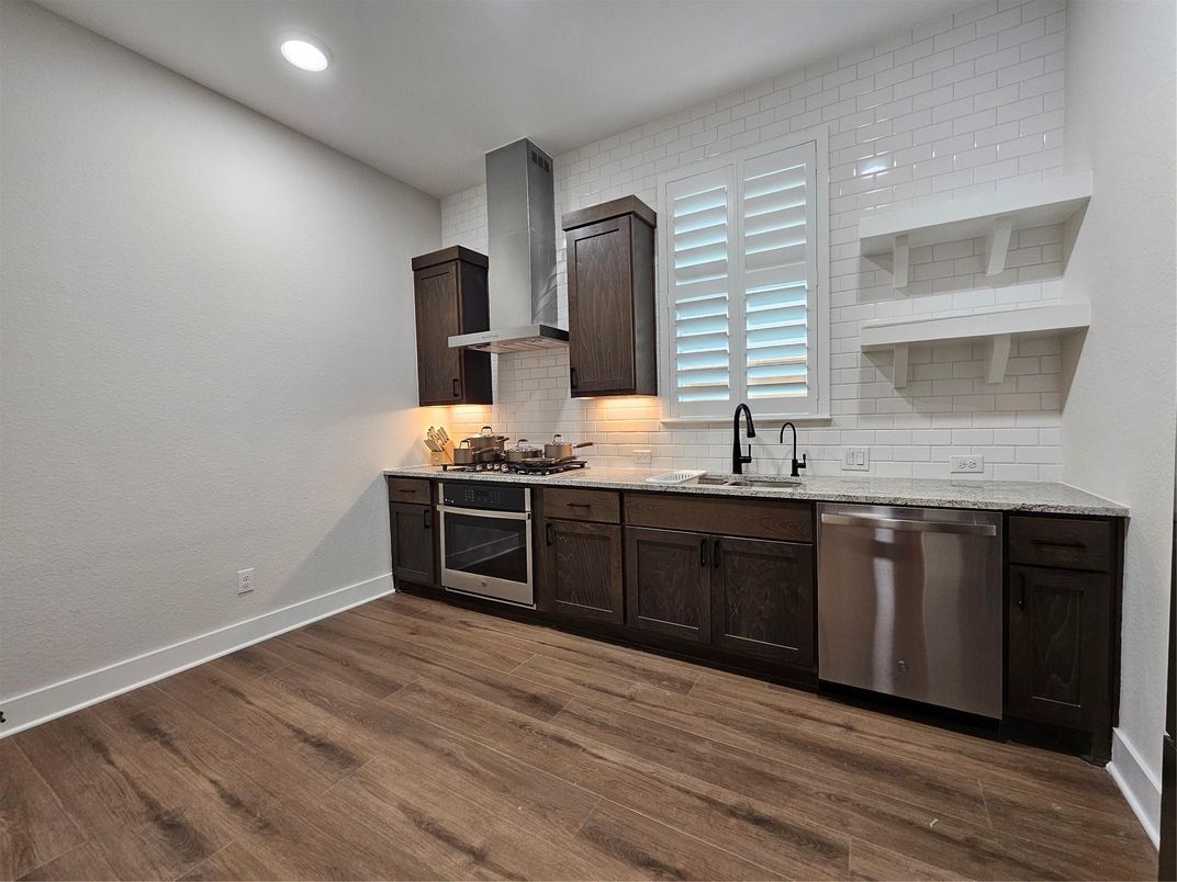 Interior, Kitchen, Recessed Lighting, Wood Texture Flooring