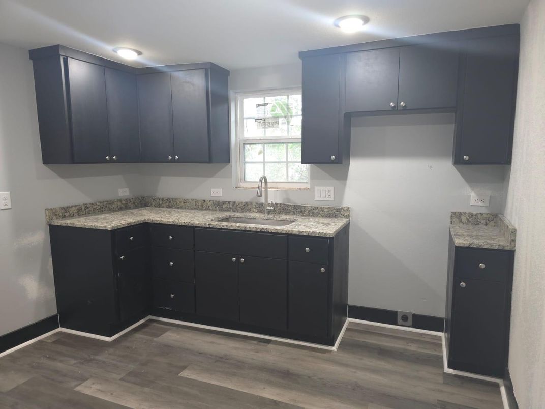 Interior, Kitchen, Recessed Lighting, Wood Texture Flooring