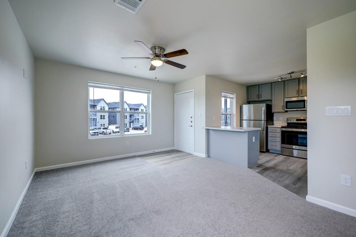 Empty room, Interior, Kitchen, Stainless Steel Appliances