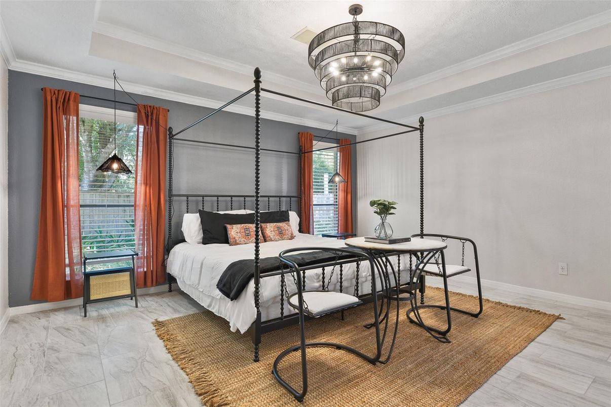 Bedroom, Chandelier, Dining room, Interior, Marble