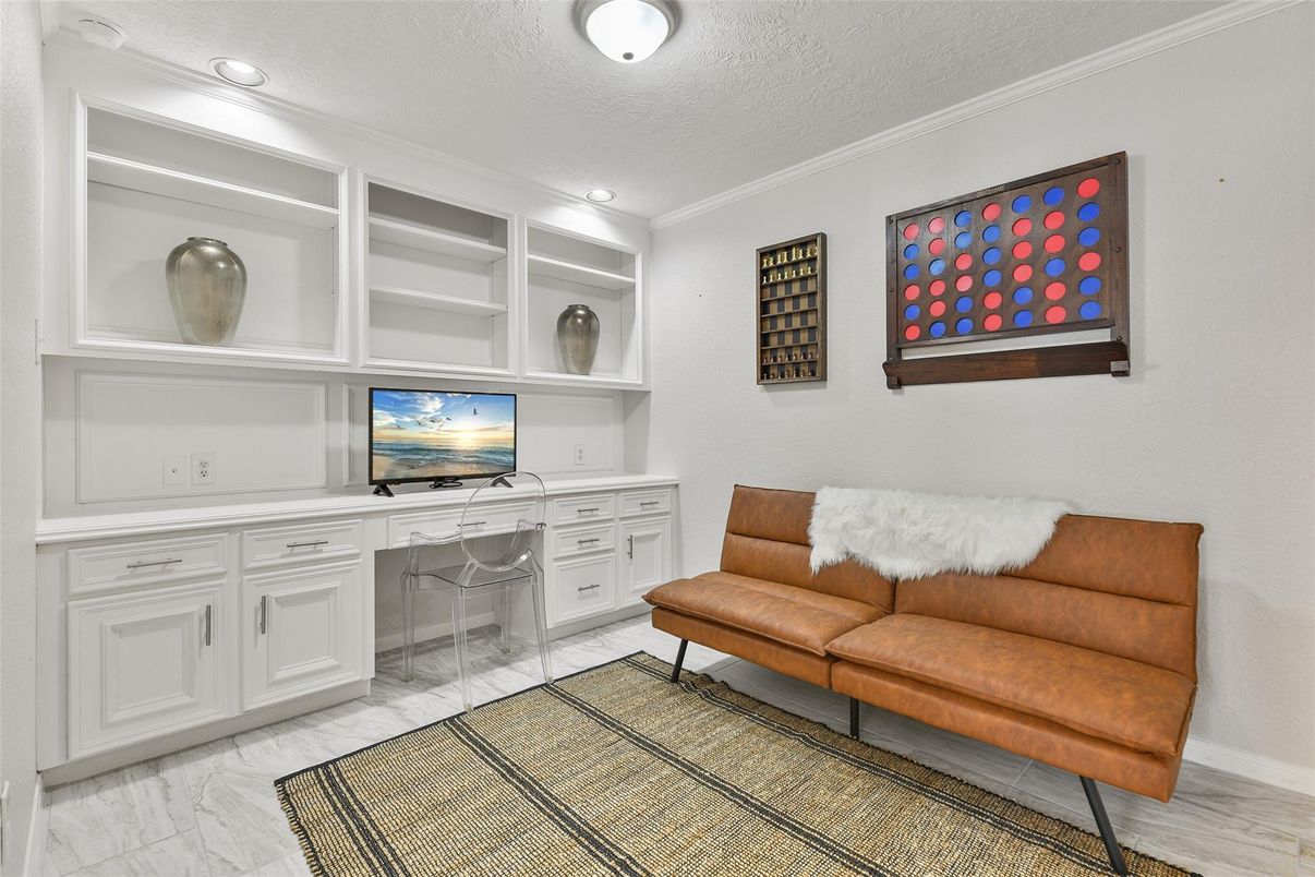 Home Office, Interior, Marble, Recessed Lighting