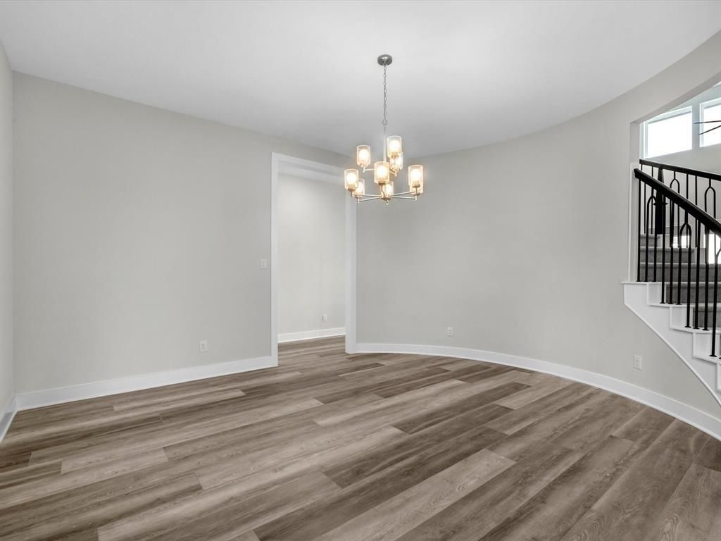 Chandelier, Empty room, Interior, Pendant Lights, Wood Texture Flooring