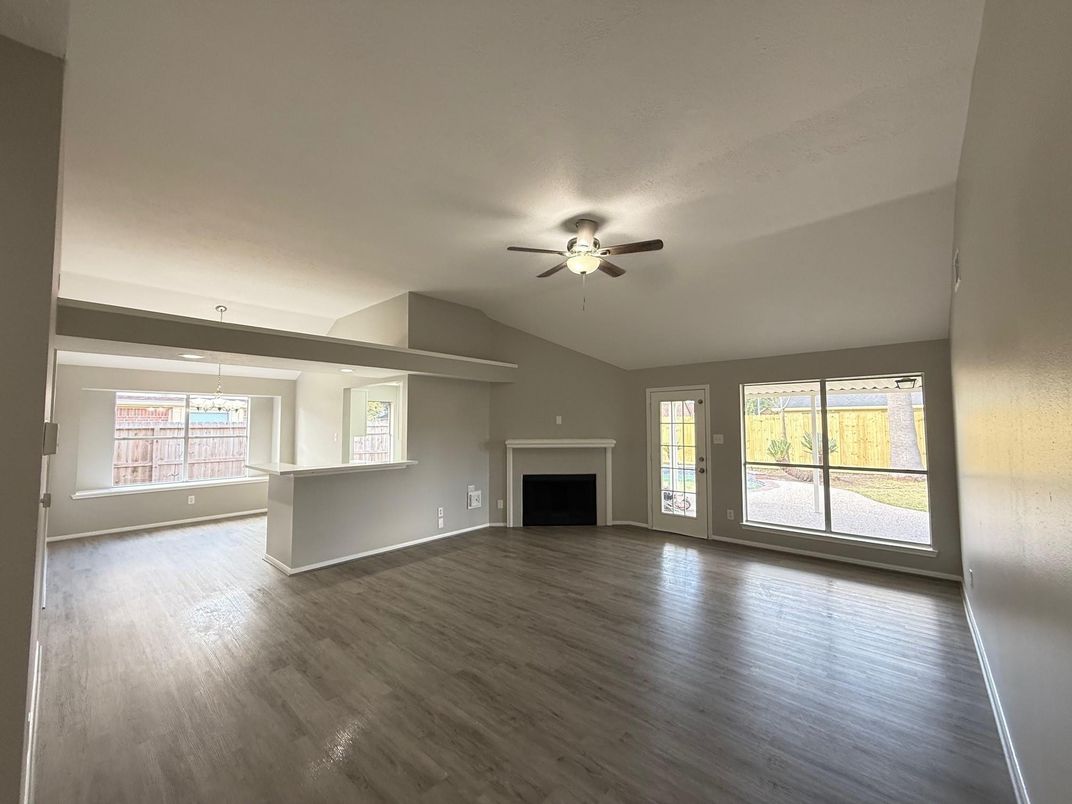 Empty room, Fireplace, Interior, Wood Texture Flooring